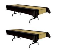 Beistle S57940-BKGDAZ2 Plastic Awards Night Black and Gold Tablecovers 2 Piece