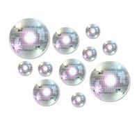 Beistle S86AZA Ball 20 Double-Sided Foil Cutouts in Assorted Sizes and 78" Metallic Bead Curtain Kit with Hanging Strips and Screws, 70s Disco Party Decorations, Paper Plastic, Silver/Black