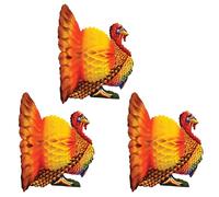 Beistle S99809AZ3 Tissue Turkey Centerpieces, 9", Paper