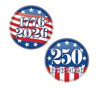 Beistle Semiquincentennial Buttons - 6 Pack, Patriotic 250th Anniversary Pins, Red White & Blue USA Celebration Buttons with Pin Backs, Accessories for July 4th, Independence Day, Parades & Events, 2”