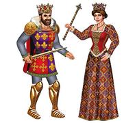 Beistle Set of 2 Jointed Royal King & Queen Photo Prop Backdrops, 3'- Regal Fantasy Medieval Wall Regal Cut Out Decorations
