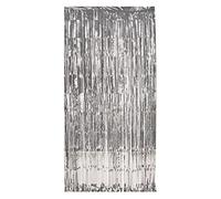 Beistle Silver Gleam ‘N Curtains - 3 Pack, Foil Fringe Backdrop, Metallic Party Decorations, Photo Booth Background, Doorway Entrance Panels, Shimmer Wall Display, Tinsel Set Event Décor, 8' x 3'