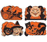 Beistle Vintage Halloween Cutouts, Paper, Black/Orange, 1-Pack