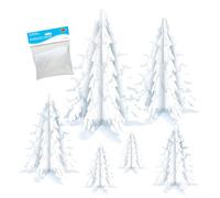 Beistle Winter Wonderland Décor Bundle - Sparkling Artificial Snow & 3-D Clear Plastic Pine Tree Centerpieces, Festive Holiday Displays for Christmas Villages, Seasonal Tablescapes & Themed Events