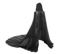 Beisto Halloween Vampire Cape Sheer Mesh Witch Cape Black Hooded Cloak Wedding Costumes Devil Cosplay Outfit Masquerade Party Costume Accessories Photography Prank Prop for Women Men Teens, 59”