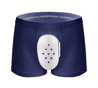 Beisto Men's Circumcision Protective Boxer Briefs - Friction-Reducing, Ventilation Hole, Foreskin Cut Underwear, Blue, 4X