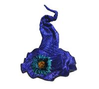 Beisto Women’s Witch Hat with Flower Decor Magic Wizard Hats Halloween Cosplay Party Ruched Witch Hat Accessory Costume