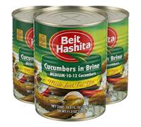 Beit Hashita 3 Pack Medium Cucumbers in Brine, Whole Pickled Cucumbers, Savoury Mediterranean-Style Brine, (10-12 Cucumbers per Can, 320g Each) - Kosher for Passover