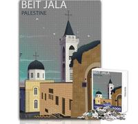 Beit Jala Palestine Poster Adults 1000 Pieces Puzzle Strategic Thinking Learning Game Ideal Meaningful Gift for Any Event Size 38x52cm