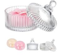 BEITEMAT 2 Pcs Extra Large Body Powder Puff -And Crystal Clear Powder Container,Dusting Powder with Puff for Women Baby,Washable Reusable,Body Glitter Powder Puff Wet Dry Makeup