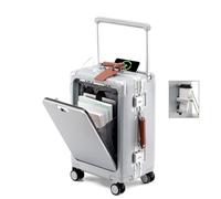BEITH Front Open Hardside Luggage, BS849-2 Aluminium Frame Suitcase with Cup Holder, USB/Type-C, Wide Tie Rod, PC Shell, TSA Customs Lock, 360° Double Spinner Wheels, Soft Handle, Waterproof