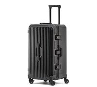 BEITH Hardside Luggage with USB, Type-C, Cup Holder, BS2298 Large Aluminum Frame Suitcase with 5 Wheels 360° Double Spinner, ABS+PC Alloy Box Shell, TSA Lock, Aluminum Lifting Rod, Durable, Black