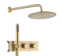 BEITH Shower System Concealed, 2 Functions Brushed Gold Shower Set, 8in/10in/12in Shower Faucet Set, 304 Stainless Steel Round Rotatable Shower Head, Brass Body, Self-cleaning