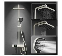 BEITH Thermostatic Shower Faucet Set, 5 Functions Piano Keys Shower System, 33x22cm Rain, Waterfall Shower Head, Digital Display, Hydroelectric Power, with Waterfall Bathtub Faucet, Spray Gun