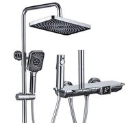 BEITH Thermostatic Shower Set, Piano Key Design Shower Faucet Set, 30x18cm Square Shower System with Bathtub Faucet, LED Digital Display, Hydroelectric Power, Booster Spray Gun (Hot&Cold Optional)