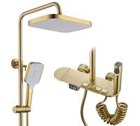 BEITH Thermostatic Shower System, 30x20cm Square Rain Shower Set, LED Digital Display, Piano Key Shower Faucet Sets Complete, Handheld, Bath Faucet, Spray Gun, 59A Copper Valve, Height Adjustable