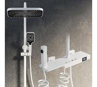 BEITH Thermostatic Shower System, 30x20cm Square Shower Faucet Set, Digital Display, Modern Piano Keys Rain Shower Head Set with Handheld, Spray Gun, Exposed Shower Combo Set, Height Adjustable