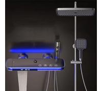 BEITH Thermostatic Shower System, 4 Piano Keys UFO Shower Faucet Set, 31x20cm Square Shower Set, Digital Display, 360° LED Ambient Light, Hydroelectric Power, with Bathtub Faucet, Booster Spray Gun