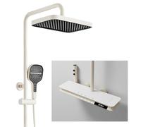 BEITH Thermostatic Shower System, 6 Functions Luxurious Full Body Shower Head Set with Body Jets, Piano Key, Digital Display, Rain, Waterfall, Shower Faucet Sets Complete and Handheld, Fixed Height
