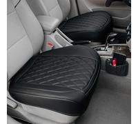 BEITK 2 Pack Leather Front Car Seat Cover, Anti-Slip and Full Wrap Driver Car Seat Protectors with Storage Pocket, Luxury Waterproof Bottom Auto Seat Cushion Pad Mat for Most Vehicles(Black)