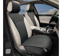 BEITK 2 Pack Leather Front Seat Covers, Universal Sideless Car Seat Protectors, Waterproof Automotive Seat Cover for Most Cars Trucks SUV(Black)