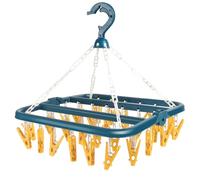BEITSLEE Foldable Clothes Drying Rack with 32 Clips, Space-Saving Sock Hangers for Drying, Multi-Functional Clothes Pegs for Washing Line for Socks, Underwear, Bras, Baby Clothes