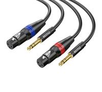 BEITSZ XLR Female to 1/4 Inch TRS Cable,Balanced XLR Microphone Cable to 6.35mm Jack Lead for Guitar, Mixer, Speaker, Playing Live(3M,2Pack)