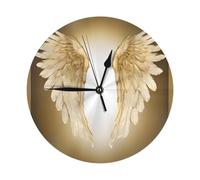 BEIVGOXL Angel Wing Printed Decorative Clock 10 Inch, Silent Non-Ticking Plastic Round Wall Clock, Modern Wind Wall Clock for Living Room,Hotel, Office, Bedroom, Living Room