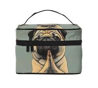BEIVGOXL Animal Frog Leaves Printed Makeup Bag, Large Capacity Cosmetic Bag for Travel, Waterproof Makeup Organizer with Multiple Pockets (9x6.5x6.2 Inch),Toiletries, and Essentials Storage, Yoga Pug
