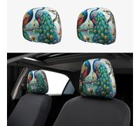 BEIVGOXL Beautiful Peacock Flowers Printed 2 Pcs Car Headrest Cover, Soft Elastic Headrest Covers for Cars, Universal Fit, Easy Install, Protective Car Accessories for Most Vehicles