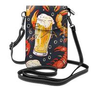 BEIVGOXL Beer And Crawfish Pattern Printed Small Crossbody Bags Cell Phone Purses For Women - Leather Phone Bag Credit Card Slots Cellphone Wallet