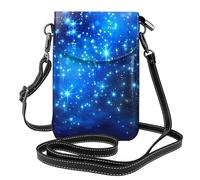 BEIVGOXL Blue Shining Stars Printed Small Crossbody Bags Cell Phone Purses For Women - Leather Phone Bag Credit Card Slots Cellphone Wallet