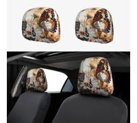 BEIVGOXL Cute Butterfly Flowers Printed 2 Pcs Car Headrest Cover, Soft Elastic Headrest Covers for Cars, Universal Fit, Easy Install, Protective Car Accessories for Most Vehicles