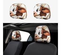 BEIVGOXL Cute Cow Print Printed 2 Pcs Car Headrest Cover, Soft Elastic Headrest Covers for Cars, Universal Fit, Easy Install, Protective Car Accessories for Most Vehicles