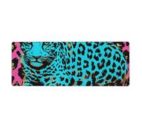 BEIVGOXL Cute Turquoise Leopard Printed Kawaii Anime & Individuality Desk Mat 11.8"X31.5" Non-Slip Rubber Keyboard Pad & Computer Desk pad, for Home, Office,Study,Gaming
