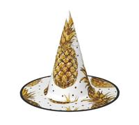 BEIVGOXL Gold Glitter Pineapples Fruit Printed Halloween Witch Hat, Witches Hat Decor Black