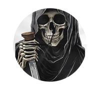 BEIVGOXL Grim-Reaper Printed Decorative Clock 10 Inch, Silent Non-Ticking Plastic Round Wall Clock, Modern Wind Wall Clock for Living Room,Hotel, Office, Bedroom, Living Room