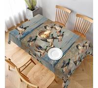 BEIVGOXL Mallard Ducks Printed Rectangle Tablecloth - Oil-Proof Waterproof Kitchen Table Cloth Farmhouse Tablecloth,for Holiday Party, Dinner, Wedding & Baby Shower(60" X 90" (6-8 Seats))
