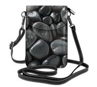 BEIVGOXL Many Black Pebbles Printed Small Crossbody Bags Cell Phone Purses For Women - Leather Phone Bag Credit Card Slots Cellphone Wallet