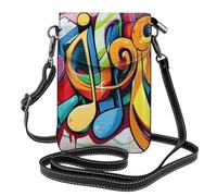 BEIVGOXL Music Graffiti Style Printed Small Crossbody Bags Cell Phone Purses For Women - Leather Phone Bag Credit Card Slots Cellphone Wallet