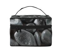 BEIVGOXL Mustard Yellow Printed Makeup Bag, Large Capacity Cosmetic Bag for Travel, Waterproof Makeup Organizer with Multiple Pockets (9x6.5x6.2 Inch),Toiletries, and Essentials Storage, Many Black