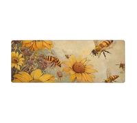 BEIVGOXL Rural Honey Bees Flowers Printed Kawaii Anime & Individuality Desk Mat 11.8"X31.5" Non-Slip Rubber Keyboard Pad & Computer Desk pad, for Home, Office,Study,Gaming