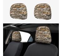 BEIVGOXL Rustic Rocks Brick Wall Printed 2 Pcs Car Headrest Cover, Soft Elastic Headrest Covers for Cars, Universal Fit, Easy Install, Protective Car Accessories for Most Vehicles