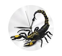 BEIVGOXL Scorpion Printed Decorative Clock 10 Inch, Silent Non-Ticking Plastic Round Wall Clock, Modern Wind Wall Clock for Living Room,Hotel, Office, Bedroom, Living Room