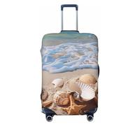 BEIVGOXL Shells on The Beach Printed Washable Elastic Luggage Cover for 18-32 Inch Suitcases, Anti-Scratch Stretchable Suitcase Protector with Full Zipper & Locking Buckle, Fashion Travel Bag Cover
