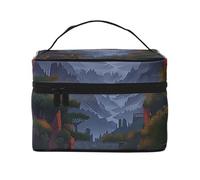 BEIVGOXL Sunflower Black Grey Printed Makeup Bag, Large Capacity Cosmetic Bag for Travel, Waterproof Makeup Organizer with Multiple Pockets (9x6.5x6.2 Inch),Toiletries, and Essentials Storage, Shining