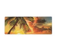 BEIVGOXL Tropical Beach Palm Tree Sunset Printed Kawaii Anime & Individuality Desk Mat 11.8"X31.5" Non-Slip Rubber Keyboard Pad & Computer Desk pad, for Home, Office,Study,Gaming