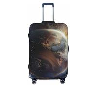 BEIVGOXL Universe Planet Printed Washable Elastic Luggage Cover for 18-32 Inch Suitcases, Anti-Scratch Stretchable Suitcase Protector with Full Zipper & Locking Buckle, Fashion Travel Bag Cover, Black