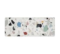 BEIVGOXL White terrazzo Printed Kawaii Anime & Individuality Desk Mat 11.8"X31.5" Non-Slip Rubber Keyboard Pad & Computer Desk pad, for Home, Office,Study,Gaming