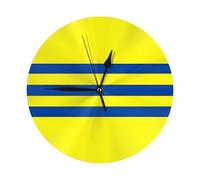 BEIVGOXL Yellow and Blue Stripes Printed Decorative Clock 10 Inch, Silent Non-Ticking Plastic Round Wall Clock, Modern Wind Wall Clock for Living Room,Hotel, Office, Bedroom, Living Room
